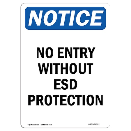 Signmission OSHA Notice Sign, No Entry Without ESD Protection, 5in X 3.5in Decal, 3.5" W, 5" H, Portrait OS-NS-D-35-V-14522